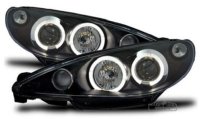 Headlights  with 2 Angel Eyes  Peugeot 206/206 CC