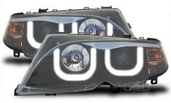 Fanali anteriori con 3D LED Angel Eyes per BMW Serie 3 E46 01-05