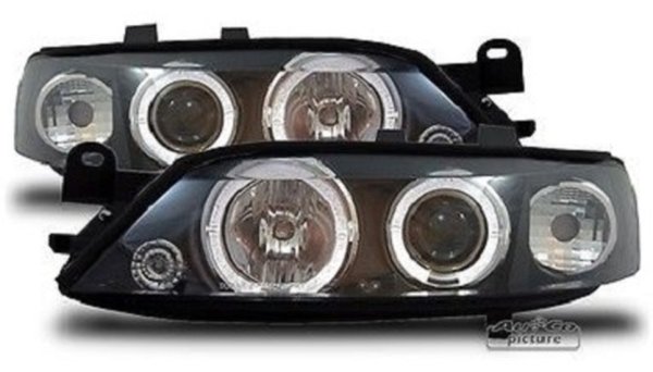 Scheinwerfer Set mit LED Standlichtringen f&uuml;r OPEL VECTRA B