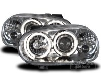 Headlights  with 2 Angel Eyes  VW Golf 4