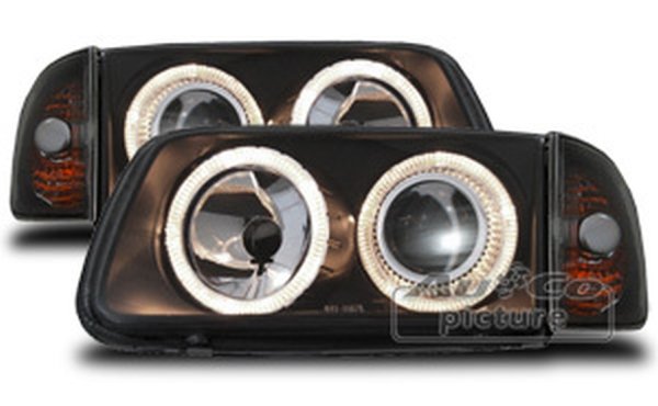Fanali anteriori  con 2 anelli Angel Eyes  VW Polo (6N2)
