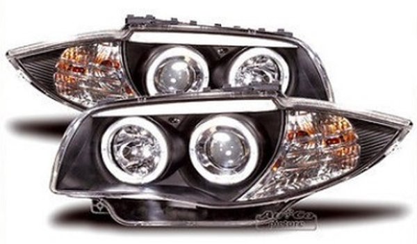 Headlights with 2 Angel Eyes for BMW 1 SERIES E81/E82/E87/E88