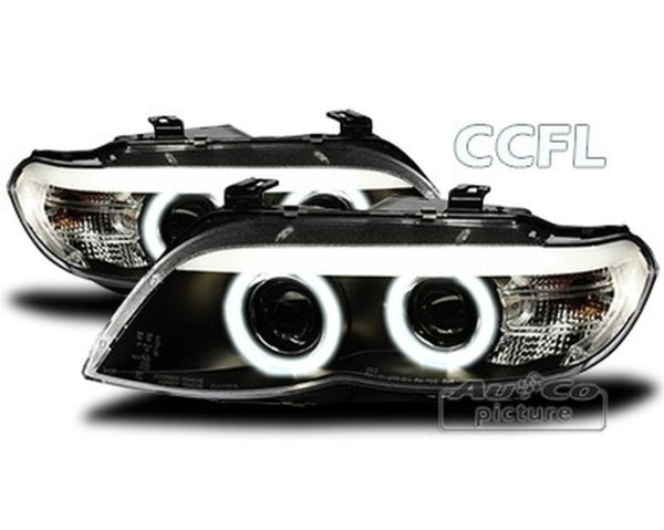 XENON Headlights with 2 CCFL Angel Eyes for BMW E53 / X5