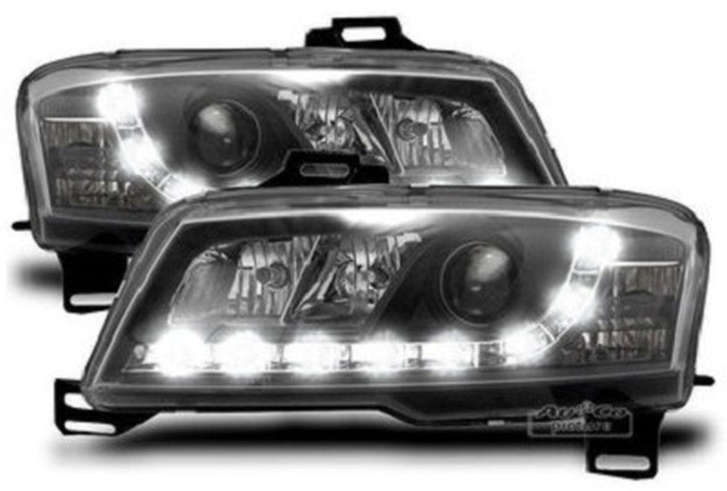 FK Pair LED DRL Lightbar Halo Headlights Fiat Stilo 3dr 192 01-06 Black LHD main image 0
