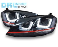 Projecteurs avec Feux Diurnes LED pour VW GOLF 7 (RED-LINE)