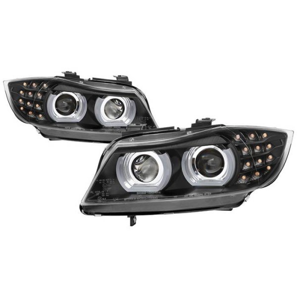 XENON Scheinwerfer-Set mit 3D LED Angel Eyes f&uuml;r BMW 3 SERIE E90 / E91