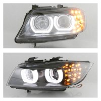 XENON Scheinwerfer-Set mit 3D LED Angel Eyes f&uuml;r BMW 3 SERIE E90 / E91